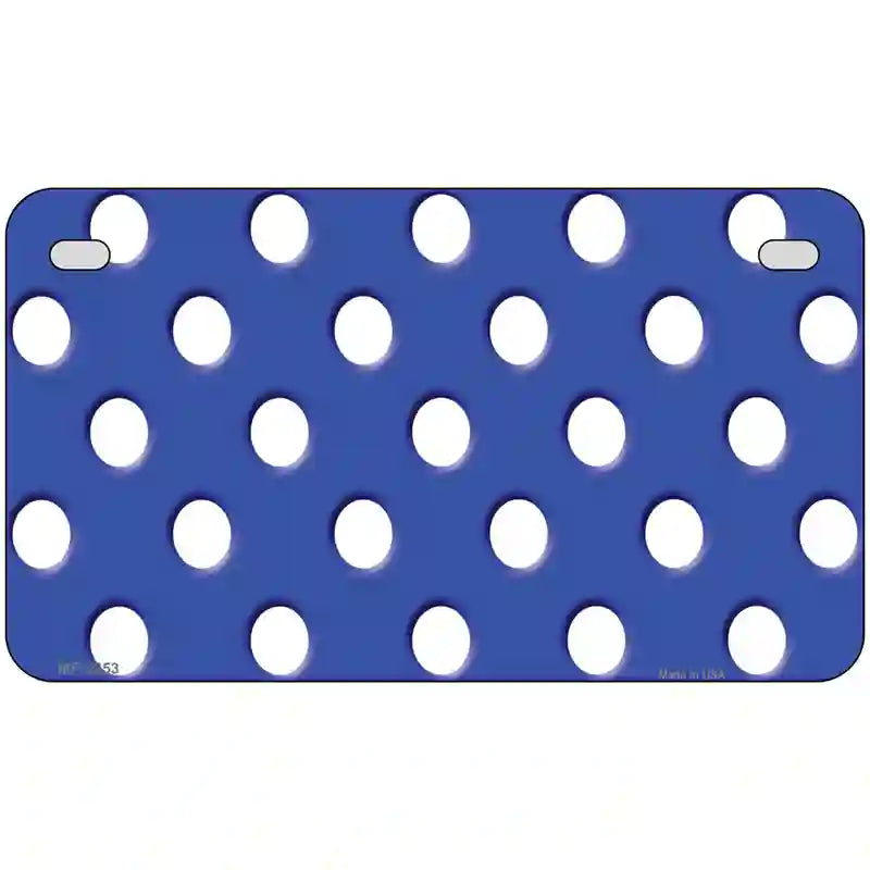 White Polka Dots Royal Blue Metal Novelty License Plate 7" x 4" (MP)