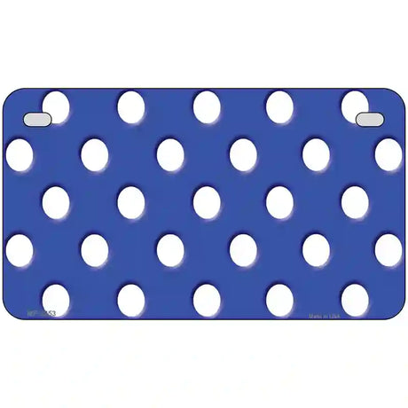 White Polka Dots Royal Blue Metal Novelty License Plate 7" x 4" (MP)