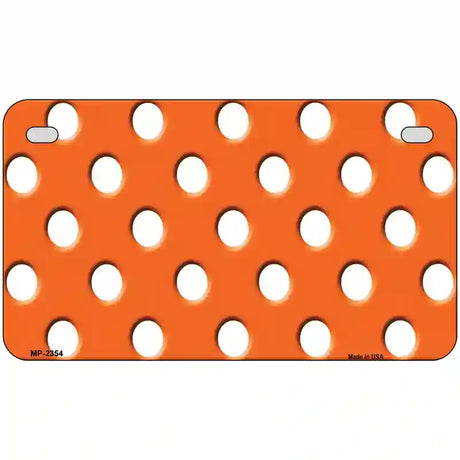 White Polka Dots Orange Metal Novelty License Plate 7" x 4" (MP)