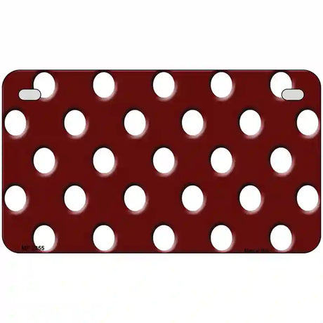 White Polka Dots Burgundy Metal Novelty License Plate 7" x 4" (MP)