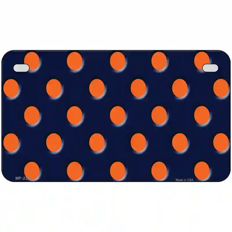 Orange Polka Dots Navy Blue Metal Novelty License Plate 7" x 4" (MP)