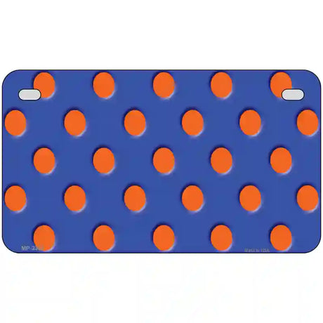 Orange Polka Dots Royal Blue Metal Novelty License Plate 7" x 4" (MP)