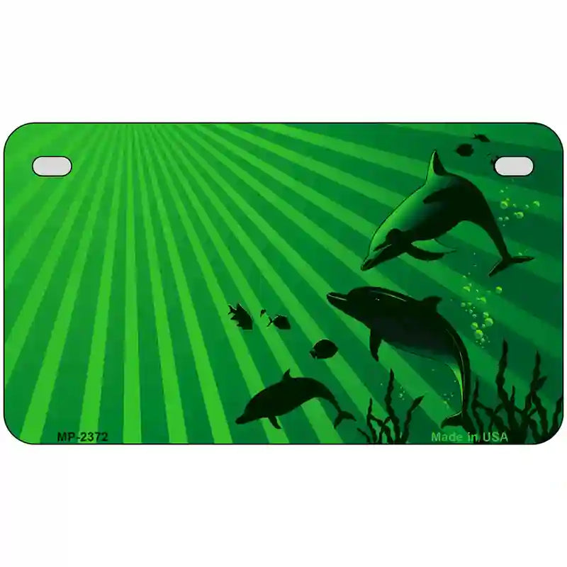 Family Of Dolphins Metal Novelty License Plate 7" x 4" (MP)