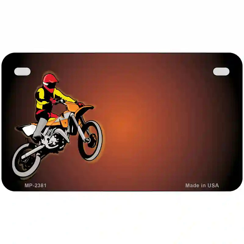 Dirt Bike Rider Offset Metal Novelty License Plate 7" x 4" (MP)