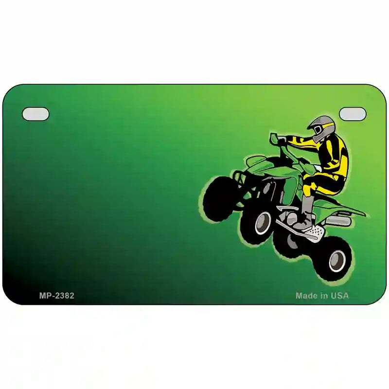 Quad Rider Offset Flat Metal Novelty License Plate 7" x 4" (MP)