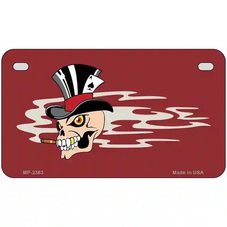 Smokin Joker Top Hat Skull Offset Metal Novelty License Plate 7" x 4" (MP)