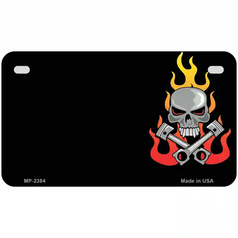 Gear Head Skull Offset Metal Novelty License Plate 7" x 4" (MP)