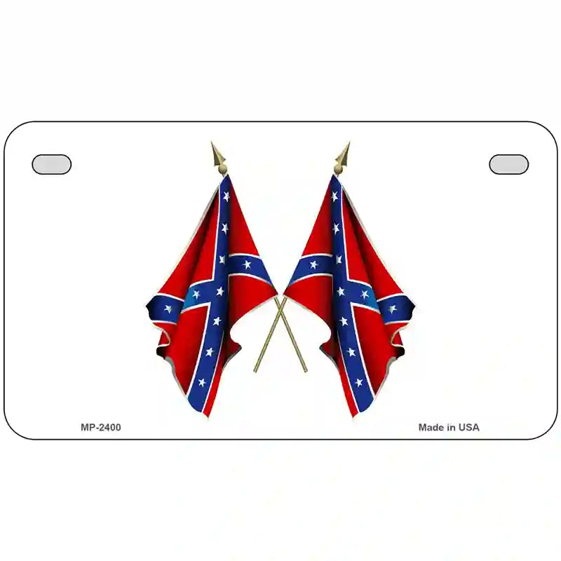 Confederate Crossed Flags Metal Novelty License Plate 7" x 4" (MP)