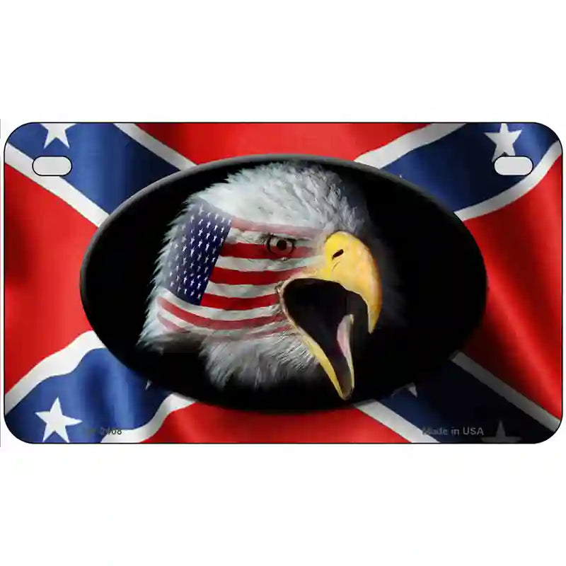 Rebel Flag American Eagle Metal Novelty License Plate 7" x 4" (MP)