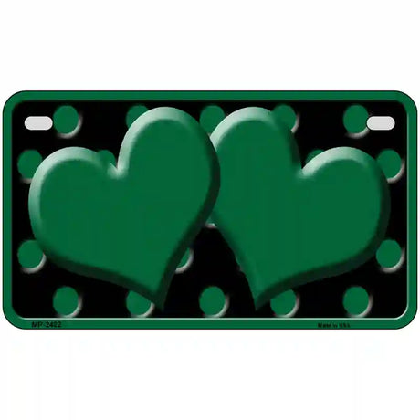 Green Black Polka Dot Green Center Hearts Novelty License Plate 7" x 4" (MP)