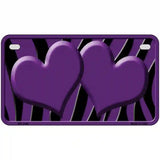 Purple Black Zebra Purple Centered Hearts Novelty License Plate 7" x 4" (MP)