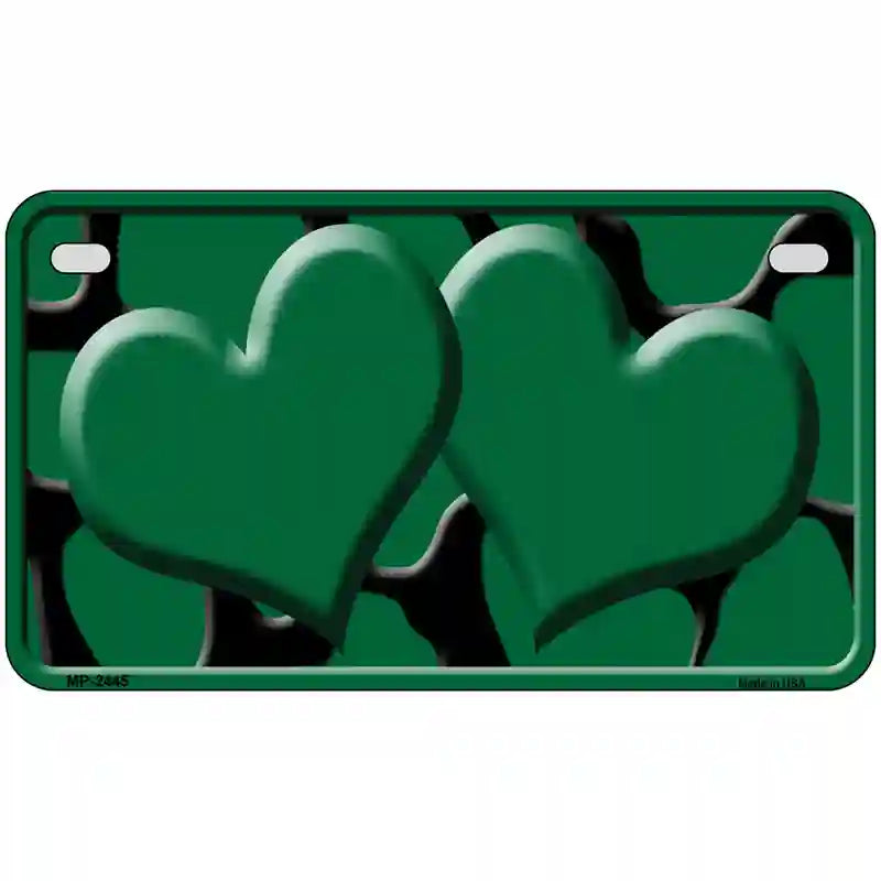 Green Black Giraffe Green Centered Hearts Novelty License Plate 7" x 4" (MP)