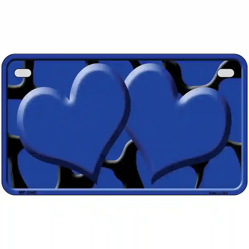 Blue Black Giraffe Blue Centered Hearts Novelty License Plate 7" x 4" (MP)