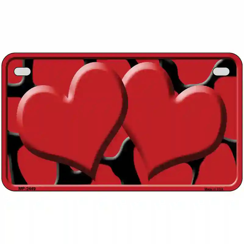 Red Black Giraffe Red Centered Hearts Novelty License Plate 7" x 4" (MP)