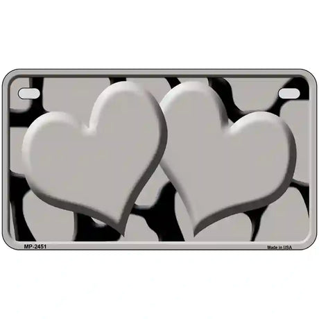 Grey Black Giraffe Grey Centered Hearts Novelty License Plate 7" x 4" (MP)