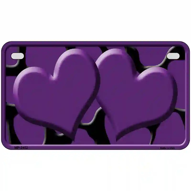 Purple Black Giraffe Purple Centered Hearts Novelty License Plate 7" x 4" (MP)