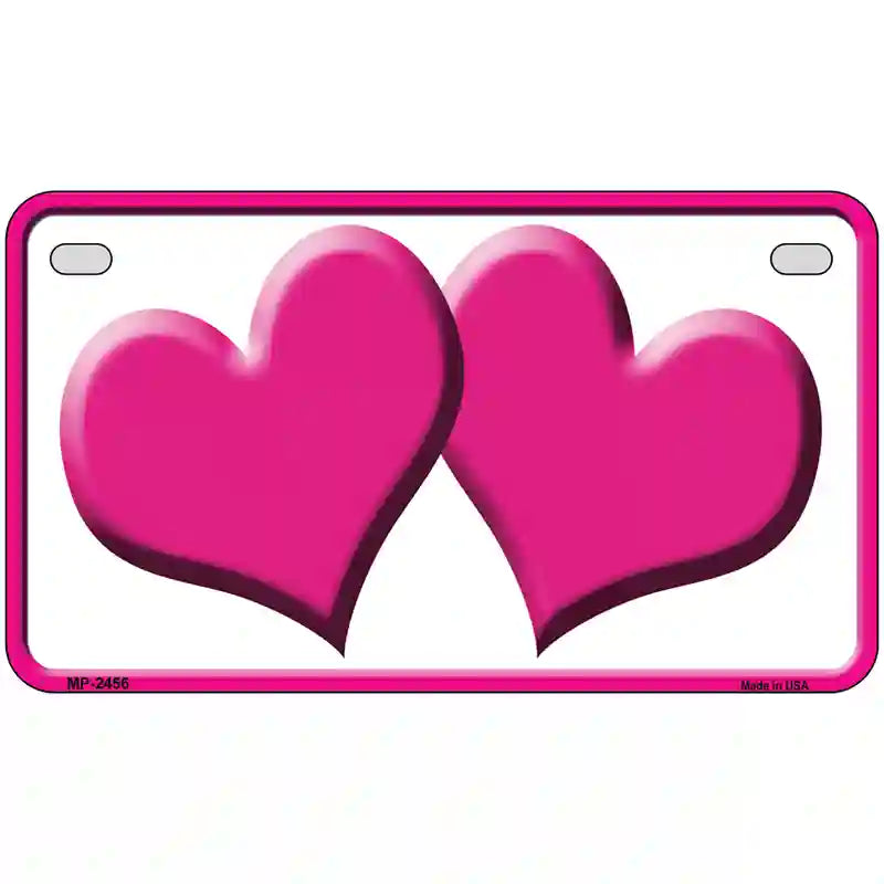 Solid Pink Centered Hearts White Novelty License Plate 7" x 4" (MP)