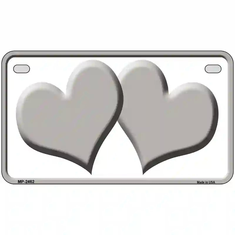 Solid Grey Centered Hearts White Novelty License Plate 7" x 4" (MP)