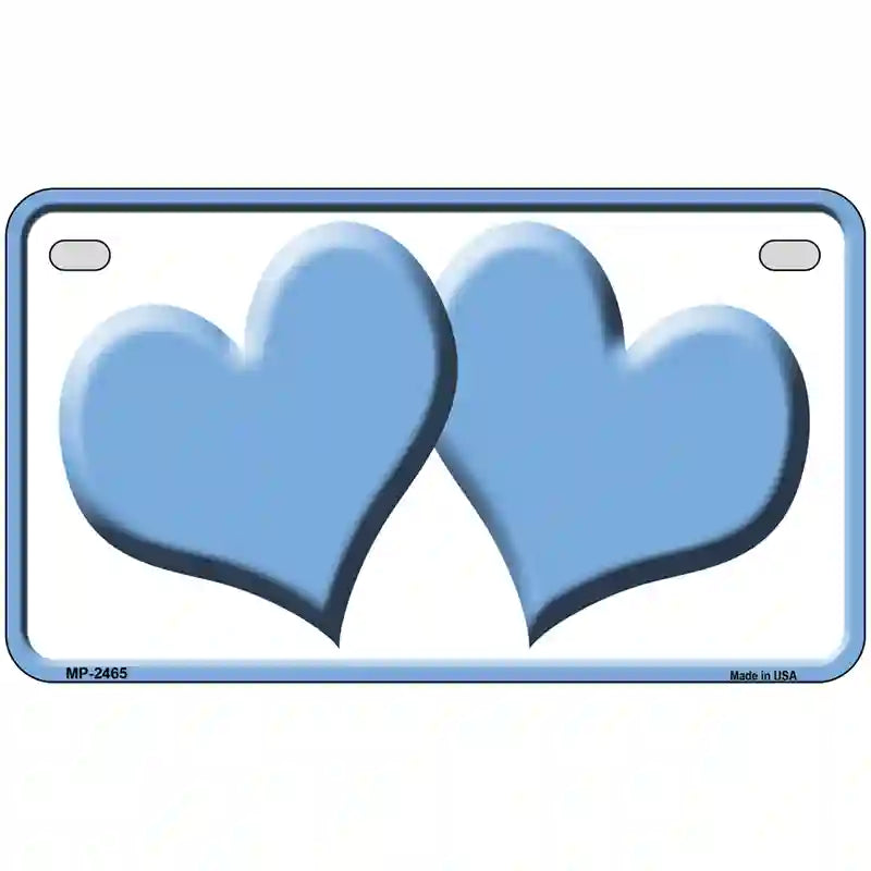 Solid Light Blue Centered Hearts White Novelty License Plate 7" x 4" (MP)