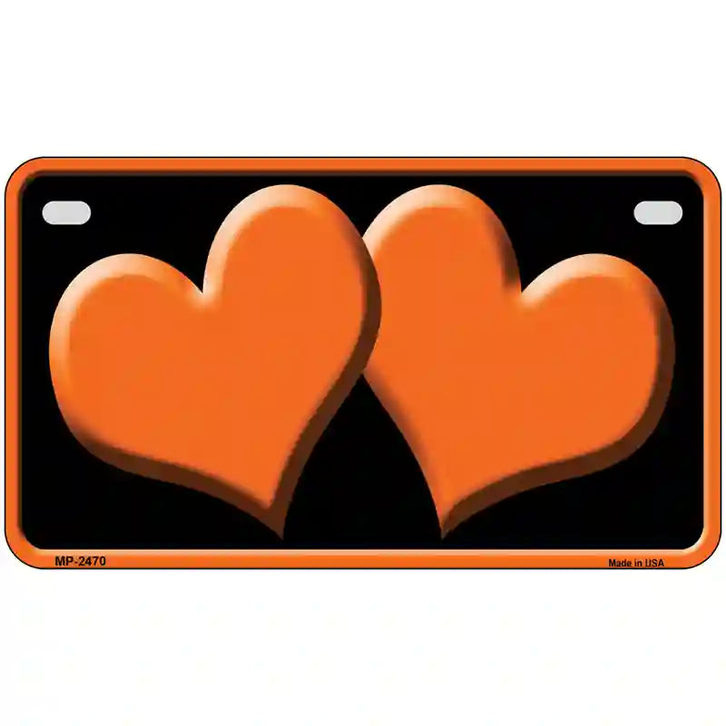 Solid Orange Centered Hearts Black Novelty License Plate 7" x 4" (MP)