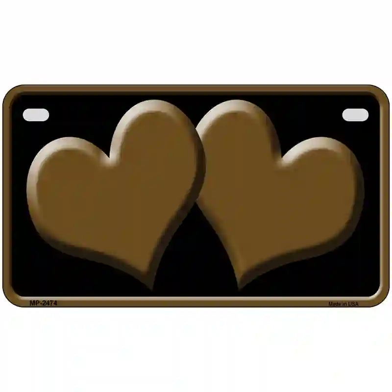 Solid Brown Centered Hearts Black Novelty License Plate 7" x 4" (MP)