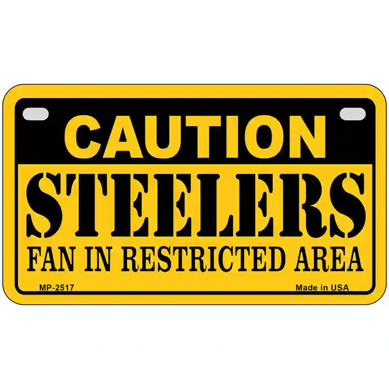 Caution Steelers Metal Novelty License Plate 7" x 4" (MP)