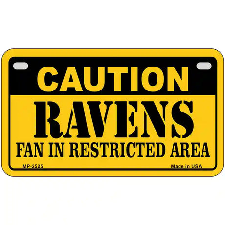 Caution Ravens Metal Novelty License Plate 7" x 4" (MP)