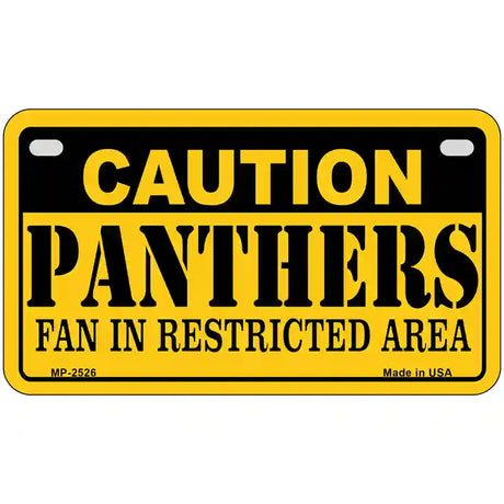 Caution Panthers Metal Novelty License Plate 7" x 4" (MP)