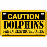 Caution Dolphins Metal Novelty License Plate 7" x 4" (MP)