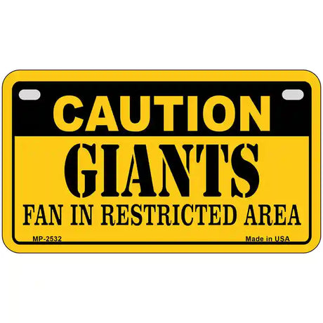 Caution Giants Metal Novelty License Plate 7" x 4" (MP)