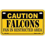 Caution Falcons Metal Novelty License Plate 7" x 4" (MP)