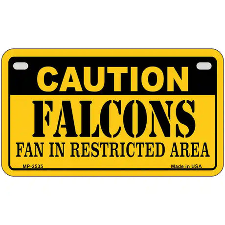 Caution Falcons Metal Novelty License Plate 7" x 4" (MP)