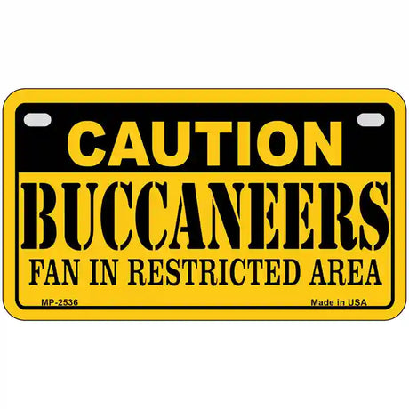 Caution Buccaneers Metal Novelty License Plate 7" x 4" (MP)