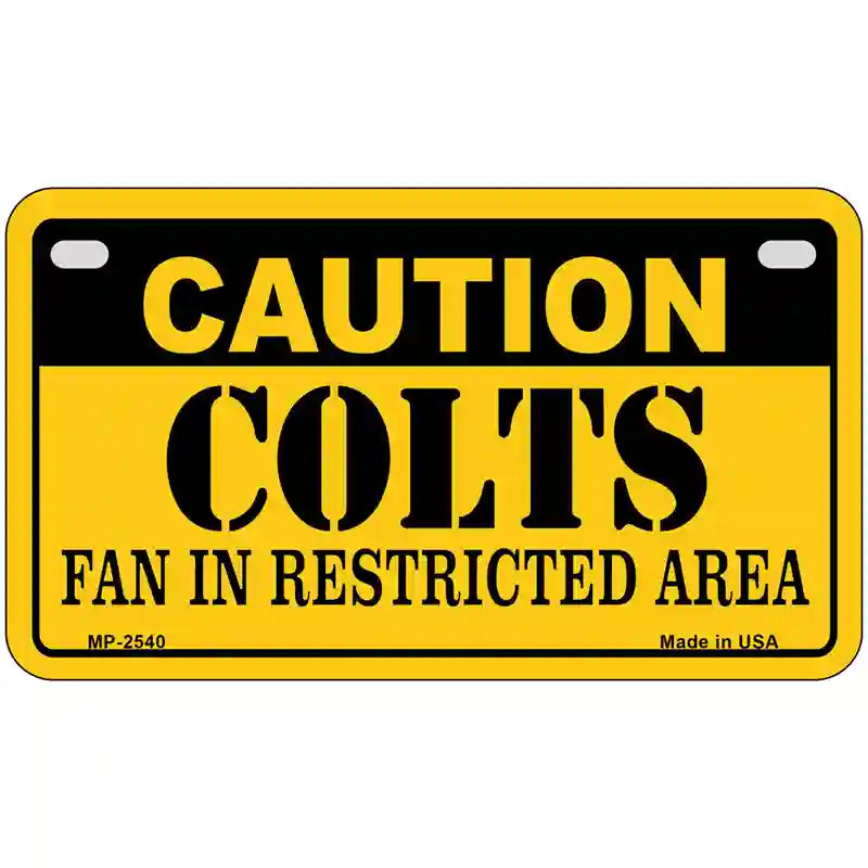 Caution Colts Metal Novelty License Plate 7" x 4" (MP)