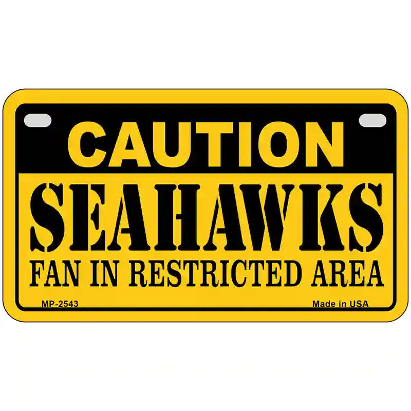 Caution Seahawks Metal Novelty License Plate 7" x 4" (MP)