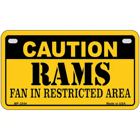 Caution Rams Metal Novelty License Plate 7" x 4" (MP)