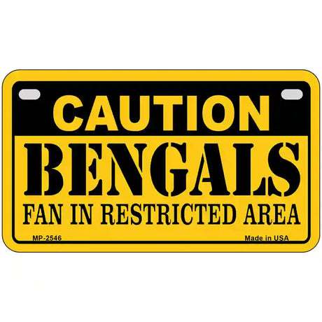 Caution Bengals Metal Novelty License Plate 7" x 4" (MP)