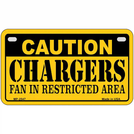 Caution Chargers Metal Novelty License Plate 7" x 4" (MP)