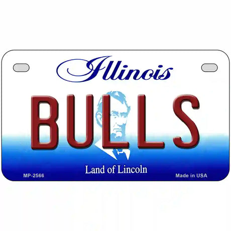 Bulls Illinois Novelty State Metal License Plate 7" x 4" (MP)