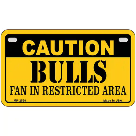 Caution Bulls Fan Metal Novelty License Plate 7" x 4" (MP)