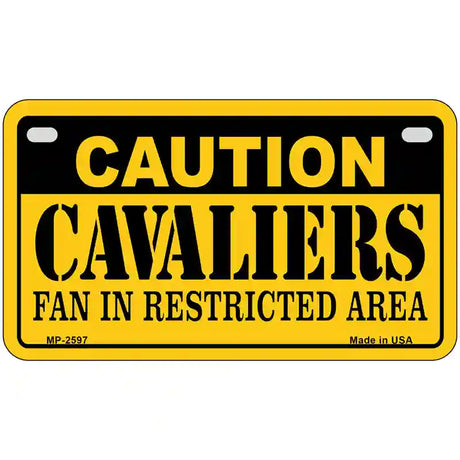 Caution Cavaliers Fan Metal Novelty License Plate 7" x 4" (MP)