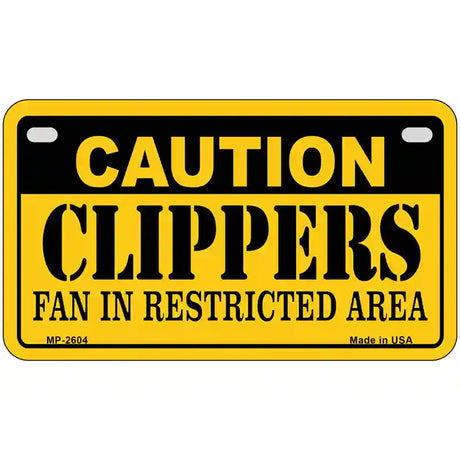 Caution Clippers Fan Metal Novelty License Plate 7" x 4" (MP)