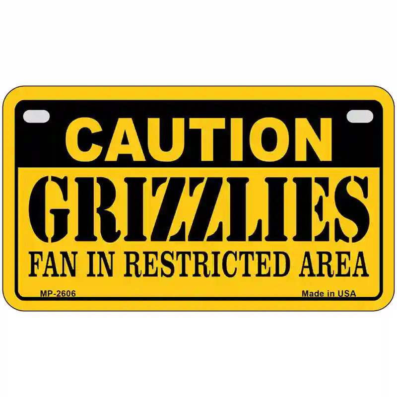 Caution Grizzlies Fan Metal Novelty License Plate 7" x 4" (MP)