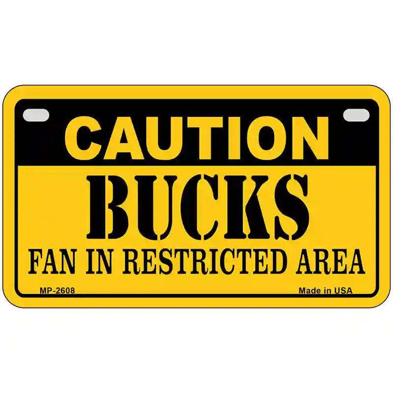 Caution Bucks Fan Metal Novelty License Plate 7" x 4" (MP)