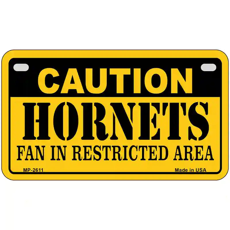 Caution Hornets Fan Metal Novelty License Plate 7" x 4" (MP)