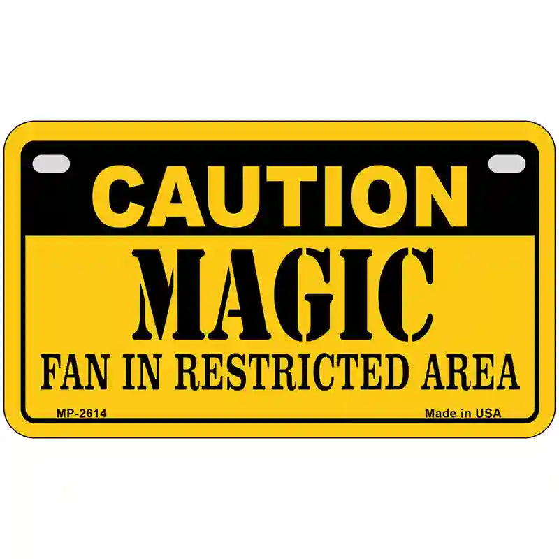 Caution Magic Fan Metal Novelty License Plate 7" x 4" (MP)