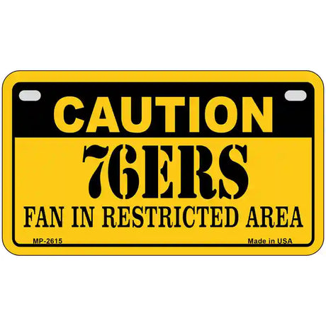 Caution 76ers Fan Metal Novelty License Plate 7" x 4" (MP)