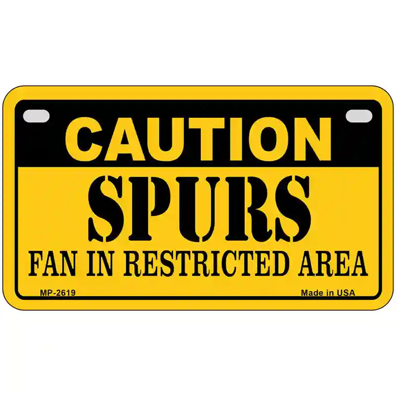 Caution Spurs Fan Metal Novelty License Plate 7" x 4" (MP)