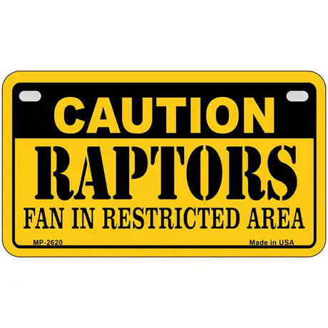 Caution Raptors Fan Metal Novelty License Plate 7" x 4" (MP)