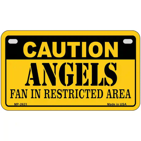 Caution Angels Fan Metal Novelty License Plate 7" x 4" (MP)